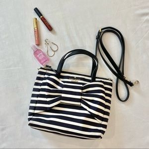 Kate spade black and white striped purse with bow